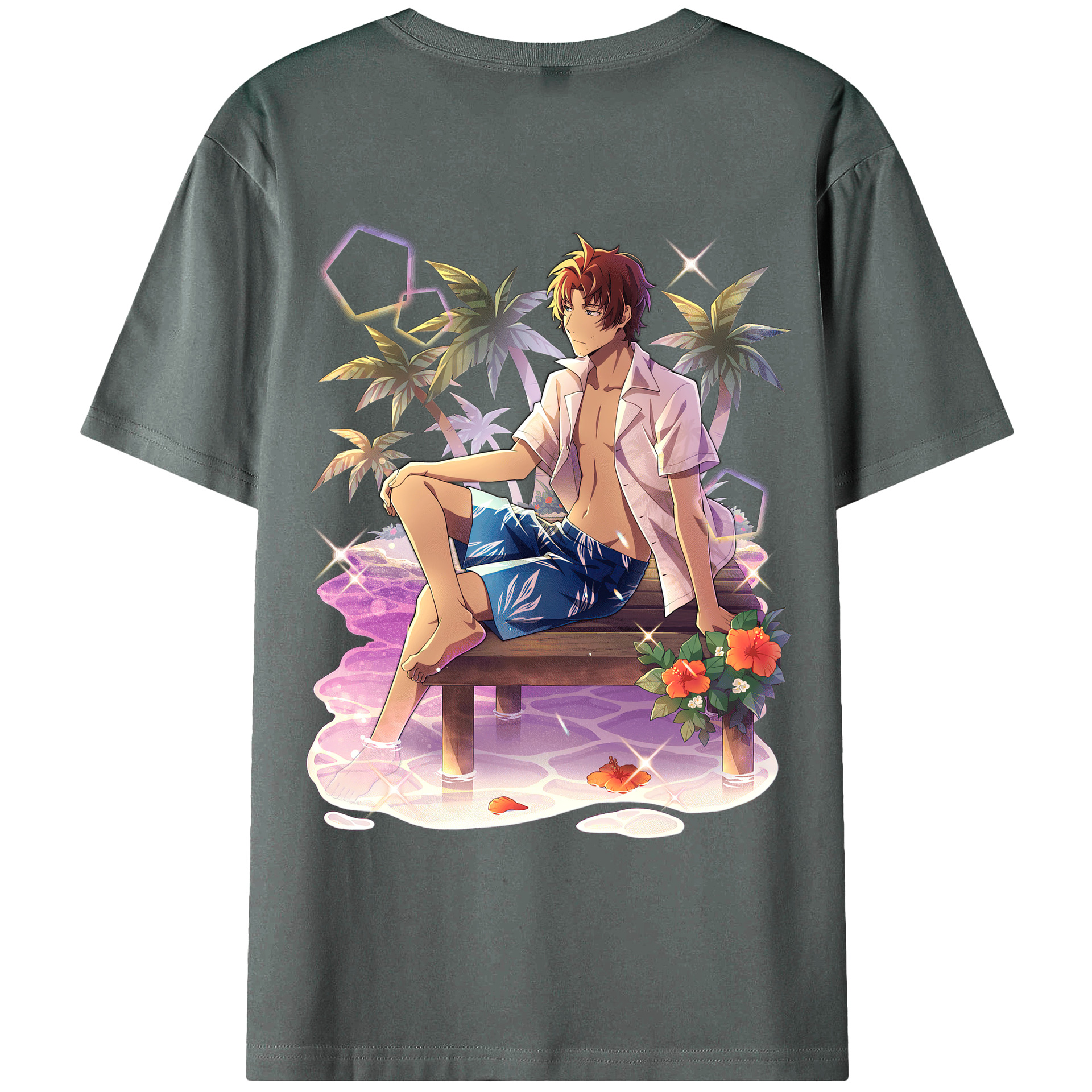 （画像用） 文豪ストレイドッグス Bungo Stray Dogs 綿100％ メンズ半袖Tシャツ（バックプリント） 通気性